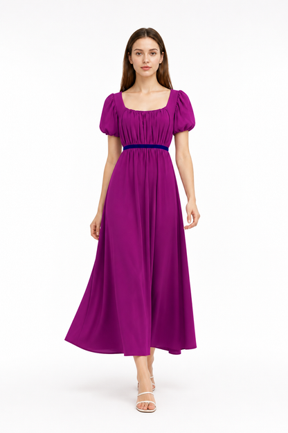 Long Fitted Dress with Puff Sleeves Costume Dresses detail