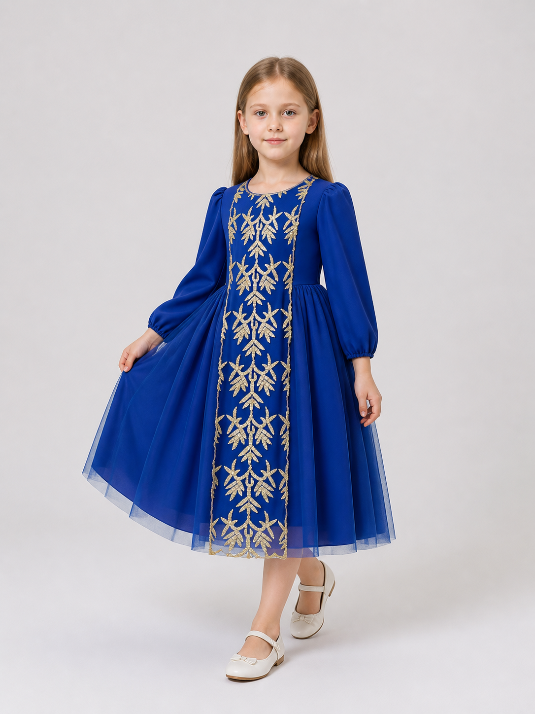 Princess Dress with Gold Embroidery and Full Skirt Costume Dresses detail 2