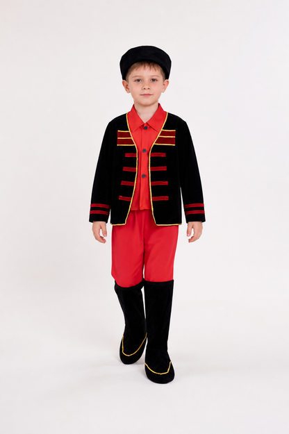 Russian Folk Costume for Boys with Hat and Boots Costume Headwear detail 2