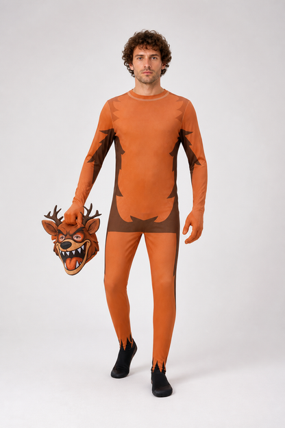 Children's Monster Deer Costume with Antlers and Fangs