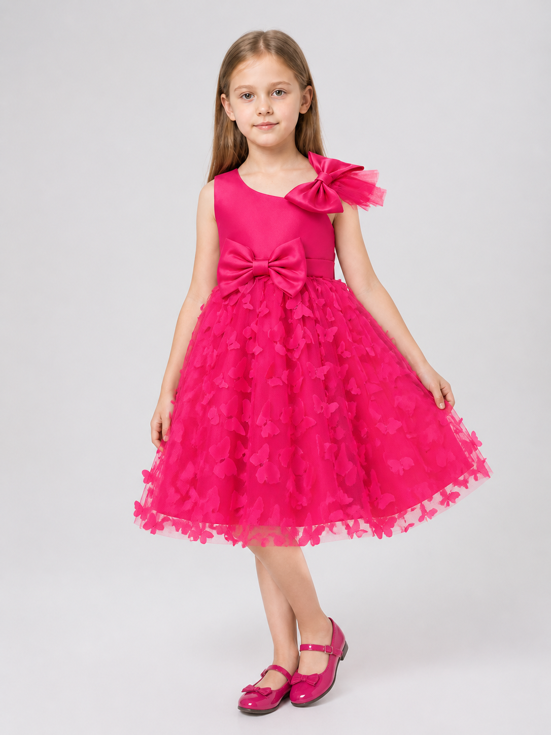 Full Pink Tulle Dress with Oversized Bows Costume Dresses detail 2