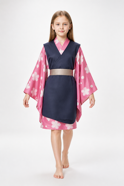 Anime Cosplay Costume with Floral Pattern and Wide Sleeves Costumes detail 2