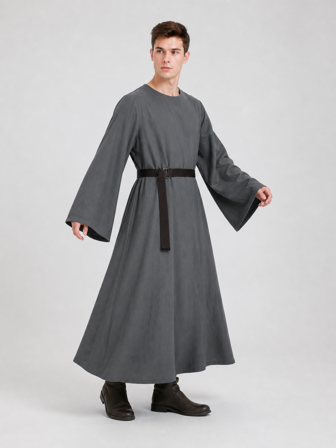 Fantasy Costume with Robe, Hat, Beard, and Staff