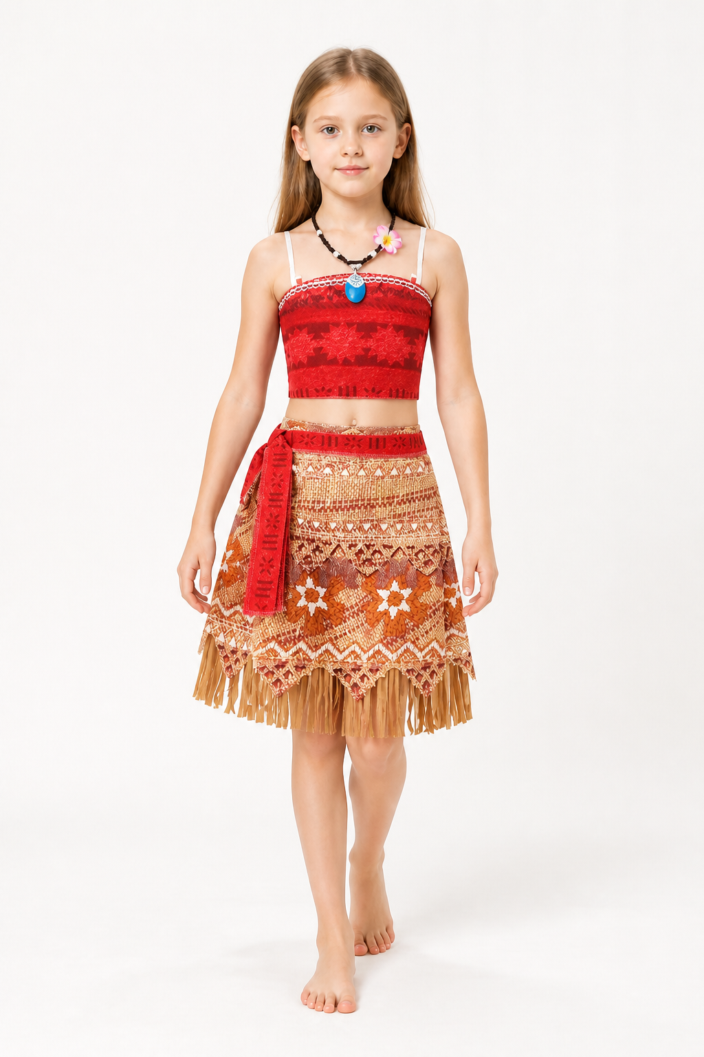 Moana Two-Piece Costume with Fringe and Necklace Costumes detail 2