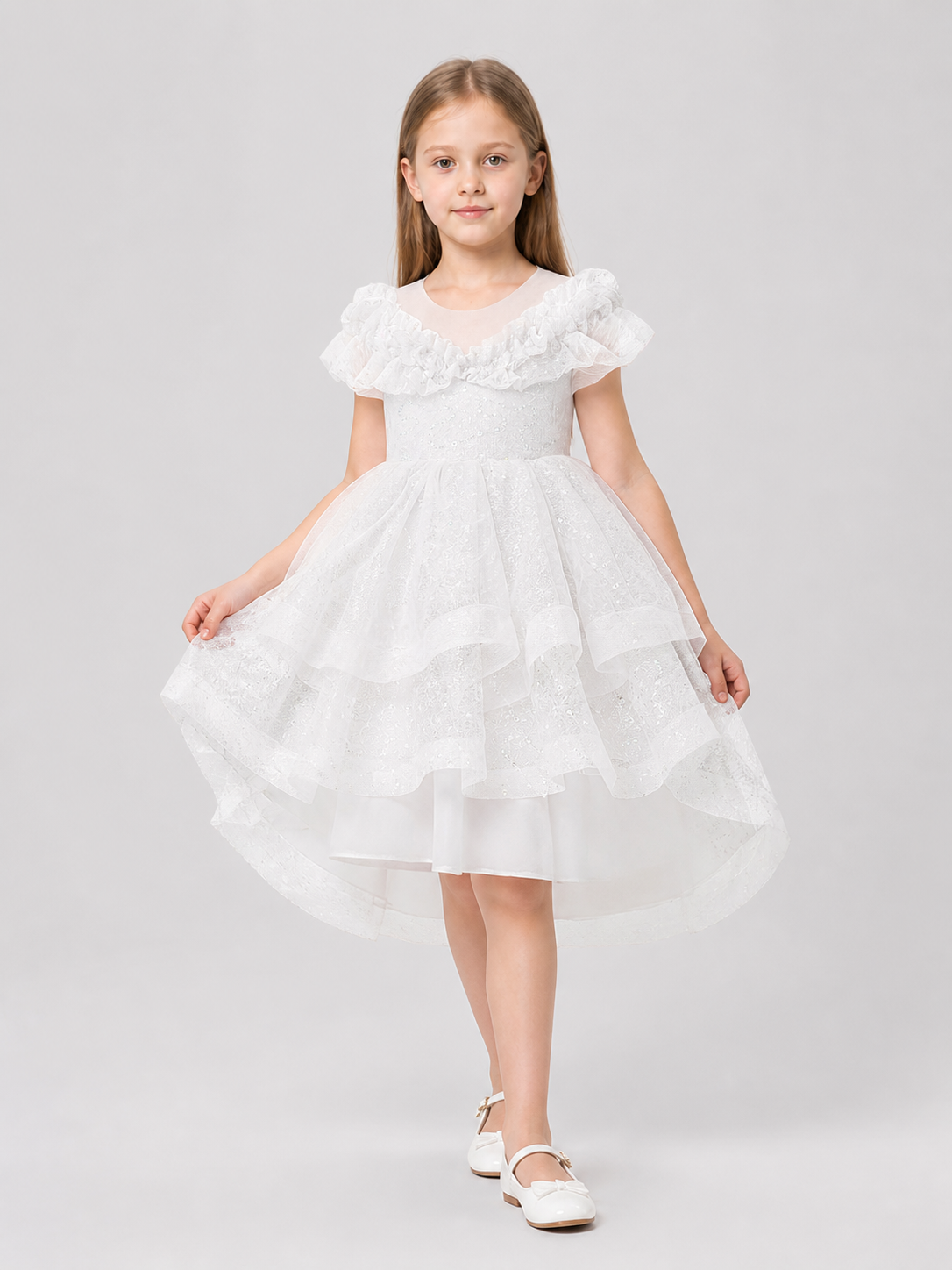 Full-Skirted Dressy Dress with Sequins and Lace Costume Dresses detail 2