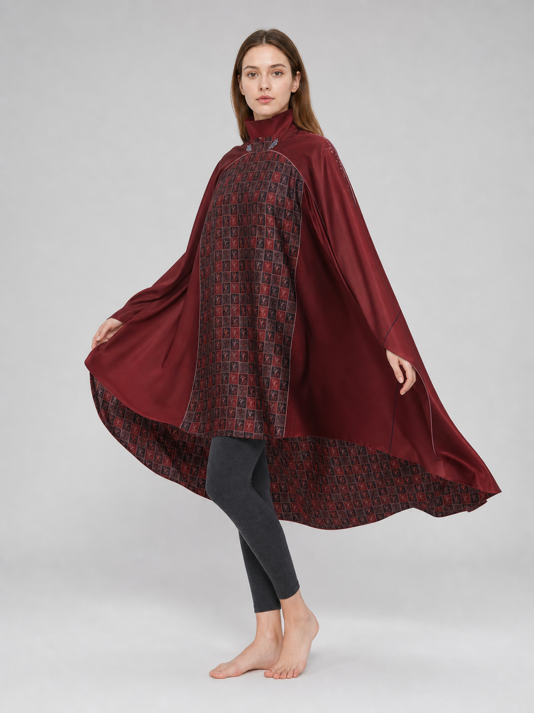 Red Cosplay Cloak with a High Collar