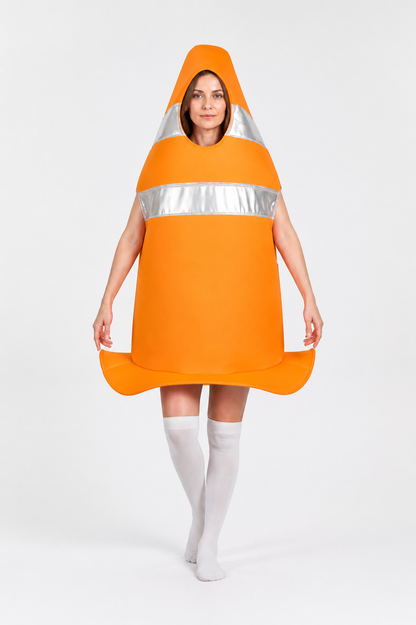 Orange Traffic Cone Costume with Reflective Strips Costumes detail 2