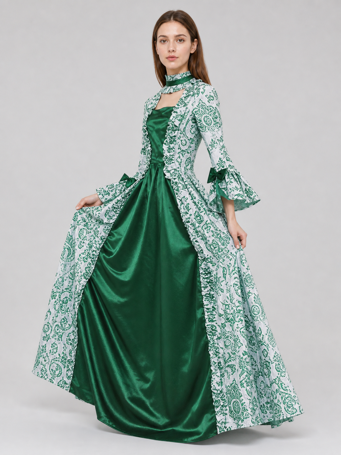 Long Evening Dress with Flared Sleeves