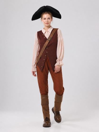Pirate Costume with Vest and Hat, Sizes S-XXL