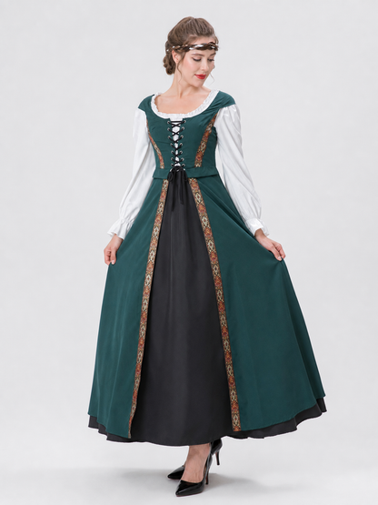 Retro Court-Style Dress with Headpiece Costume Dresses detail