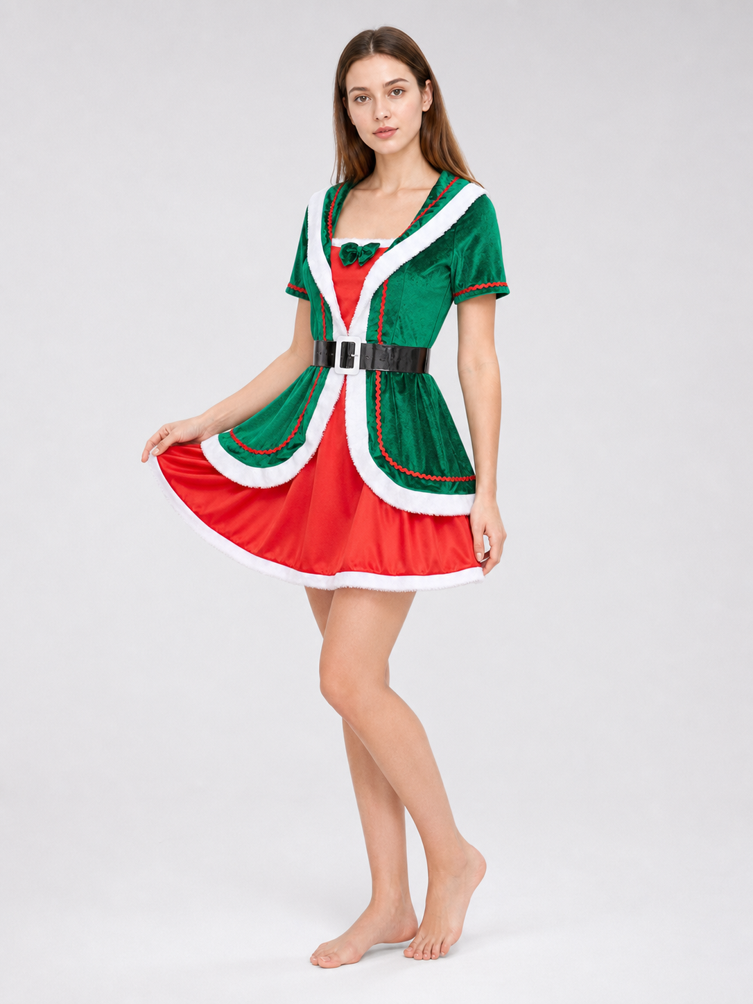 Holiday Elf Costume Dress with Hat
