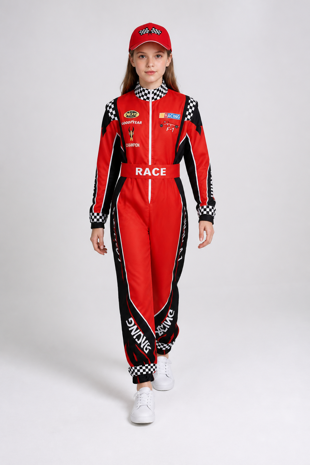 Children's Racing Jumpsuit with Checkered Print product detail