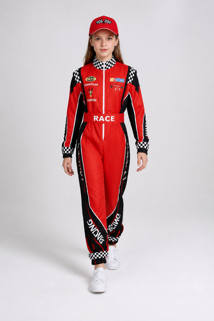 Children's Racing Jumpsuit with Checkered Print product detail