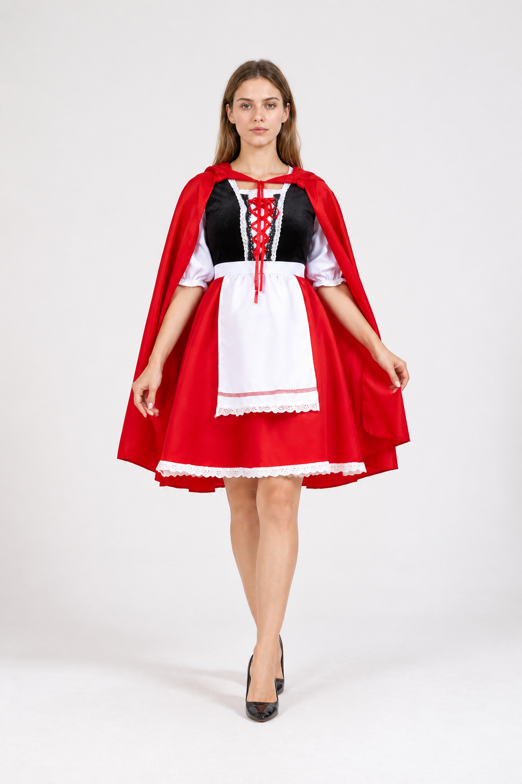 Little Red Riding Hood Costume with Cape and Apron Costume Capes detail 2
