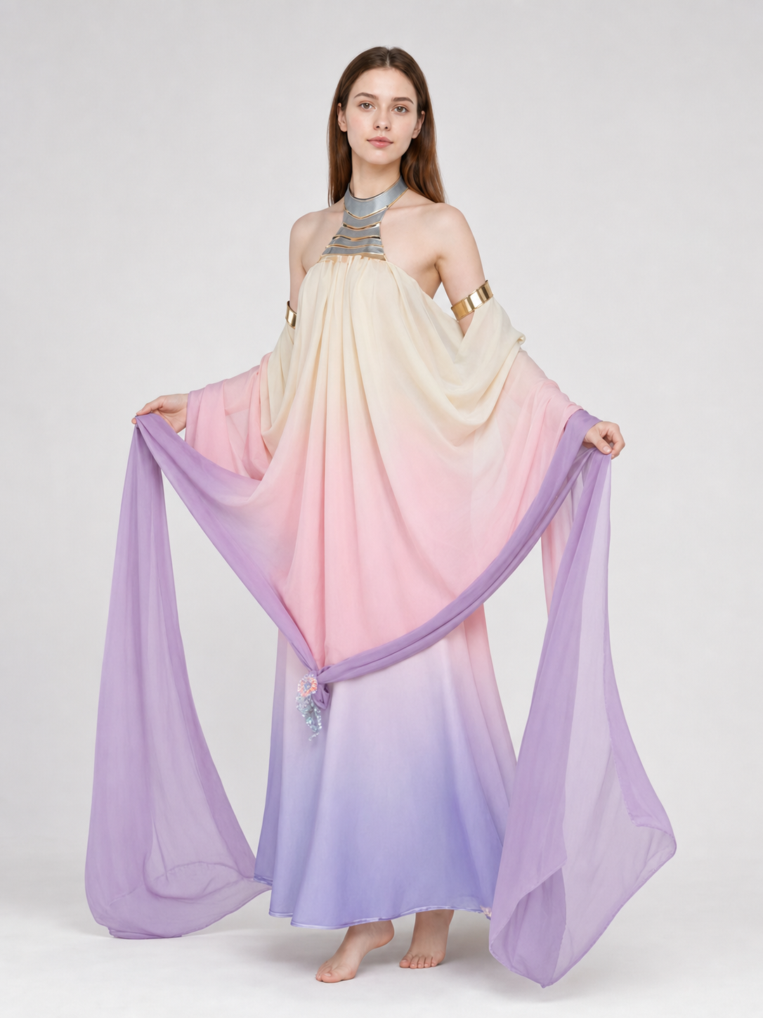 Amidala Cosplay Dress with Draping and Train