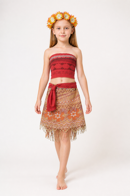 Moana Costume with Skirt and Floral Wreath for Carnival Costumes detail 2