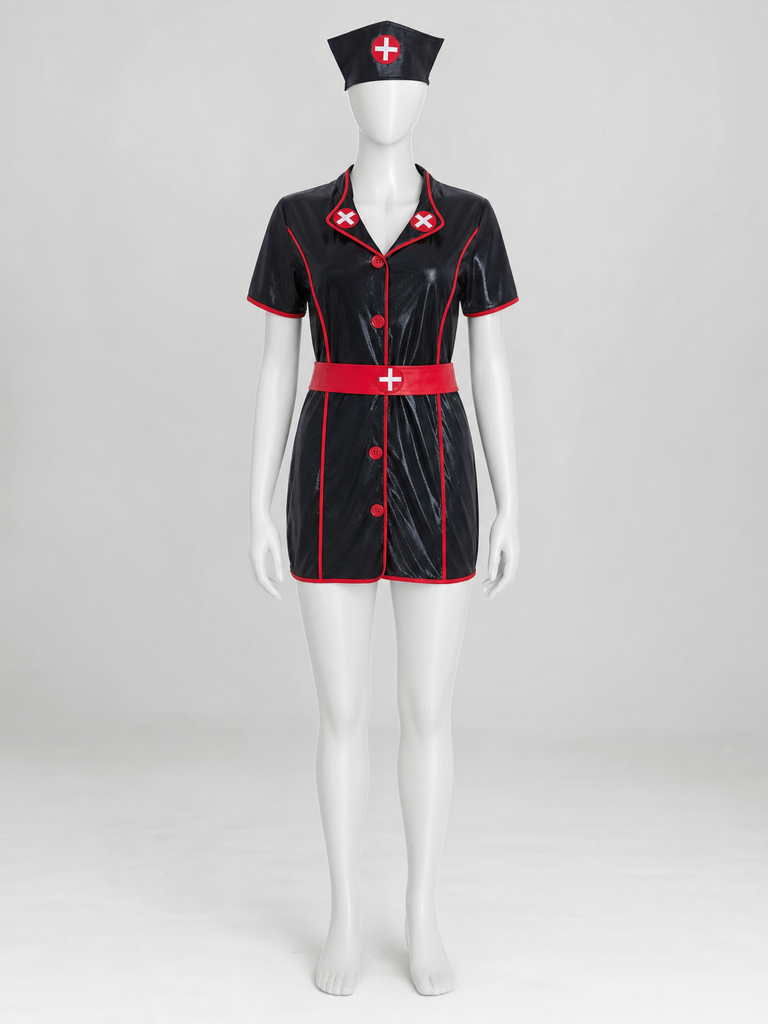 Medical Staff Role-Play Costume with Shorts and Cap Costume Headwear detail 2