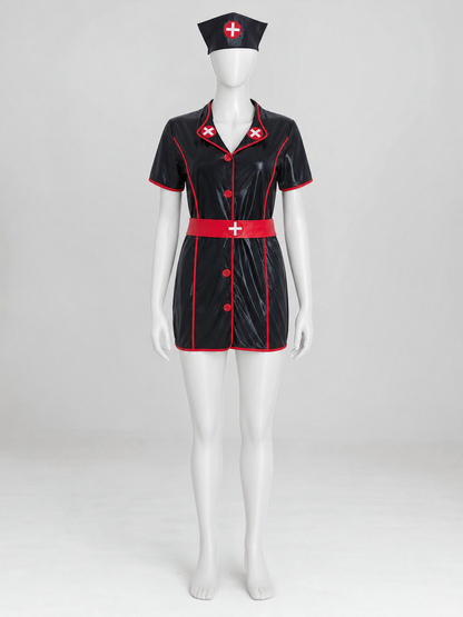Medical Staff Role-Play Costume with Shorts and Cap Costume Headwear detail 2