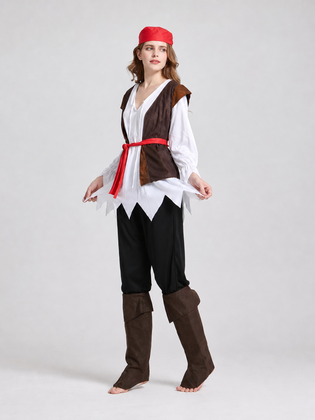Pirate Costume with Vest and Accessories for Cosplay