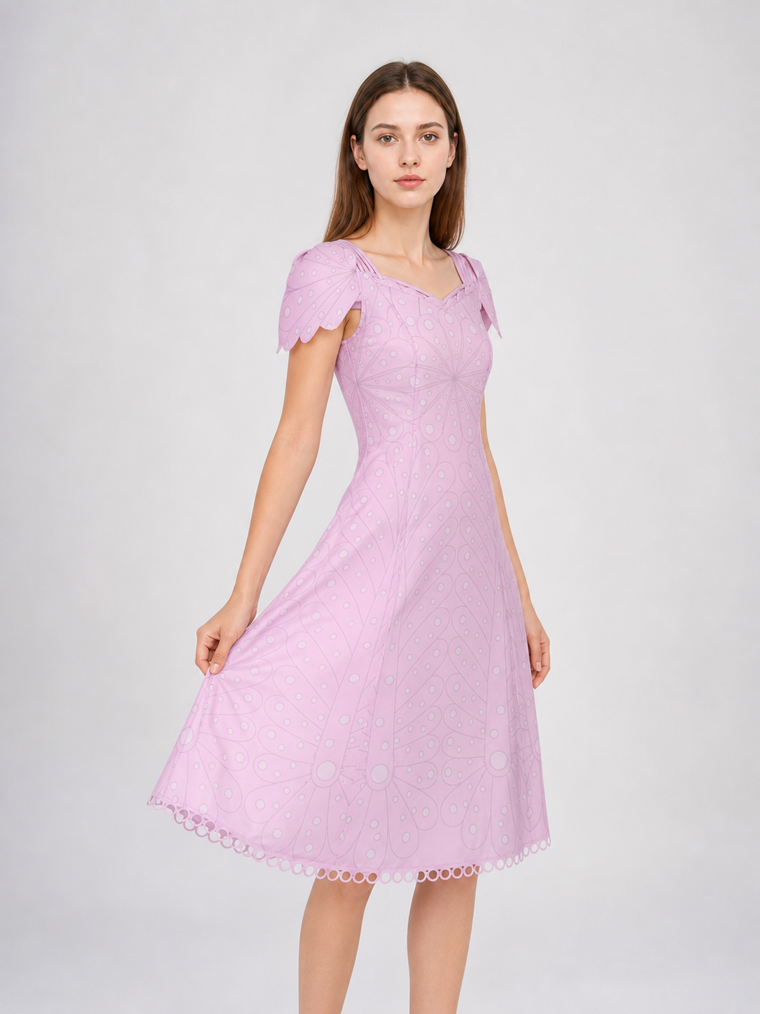 Pink Cosplay Dress with Bow and Pattern