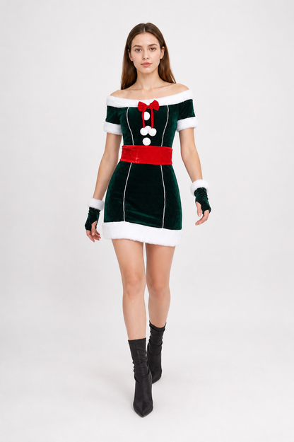 Short New Year's dress with fur trim Costume Dresses detail