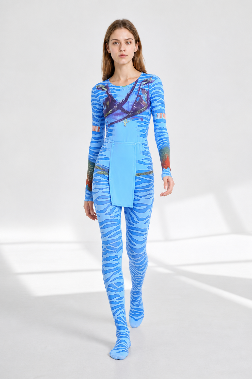 Avatar Cosplay Jumpsuit with Blue Stripes