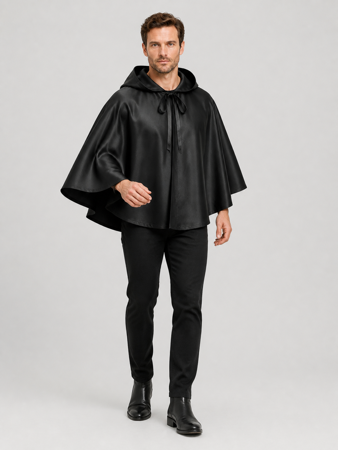 Black Hooded Death Cloak for Halloween Cosplay Costume Capes detail