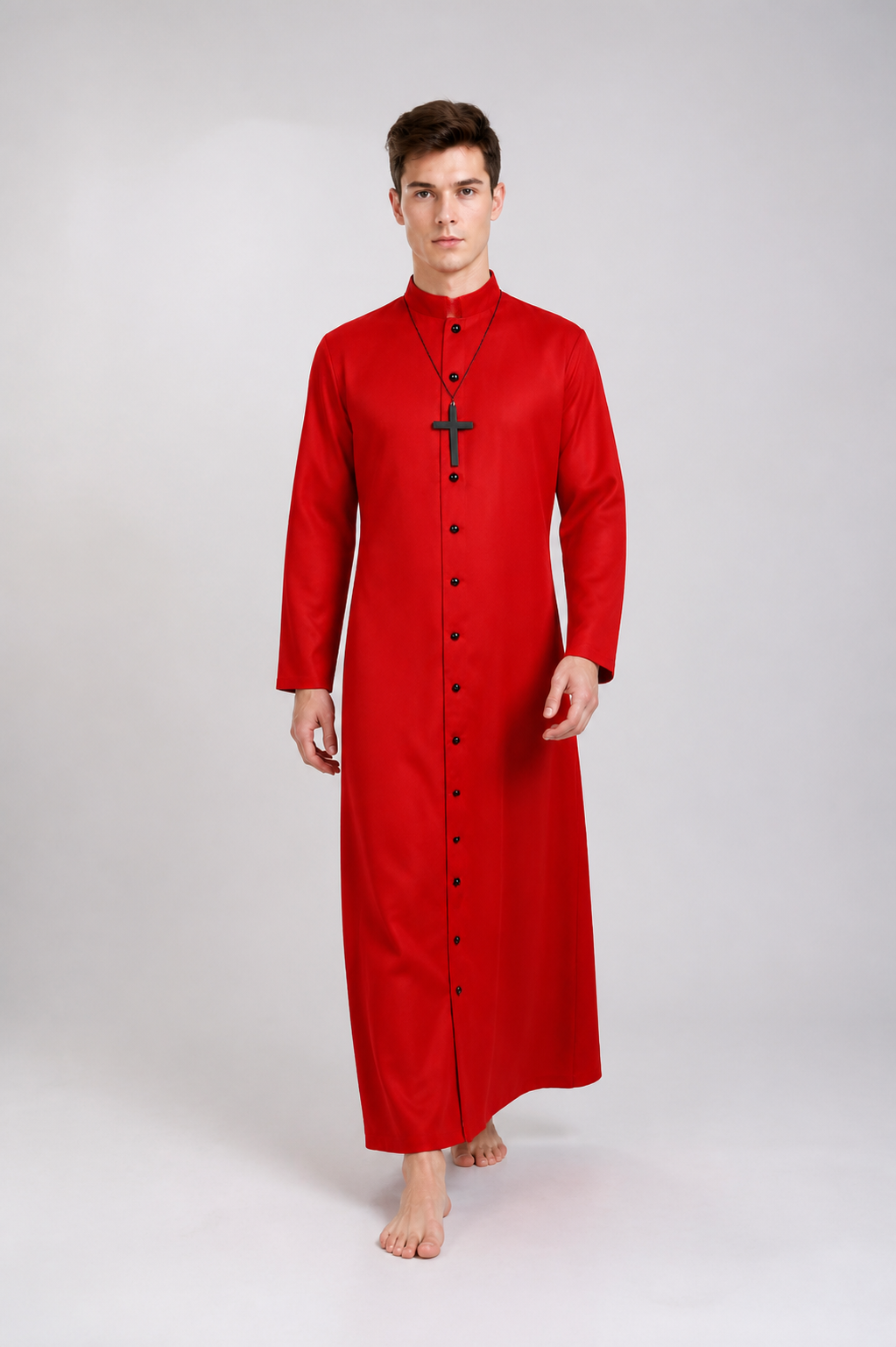 Red Cloak with Cross and Buttons for Halloween Costume Capes detail 2