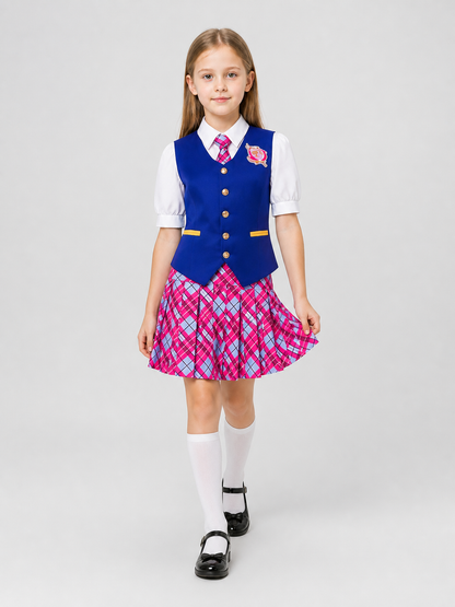 Barbie Cosplay Dress with Vest and Tie, Pleated Costume Dresses detail 2