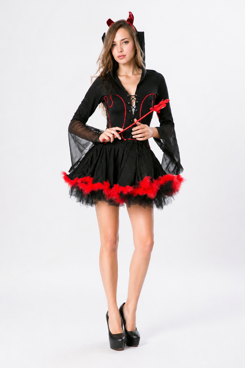 Black-and-Red Carnival Costume with Lacing Costumes detail 2