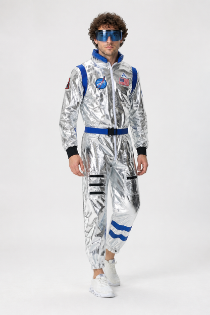 Silver Astronaut Costume with Blue Stripes Costumes detail