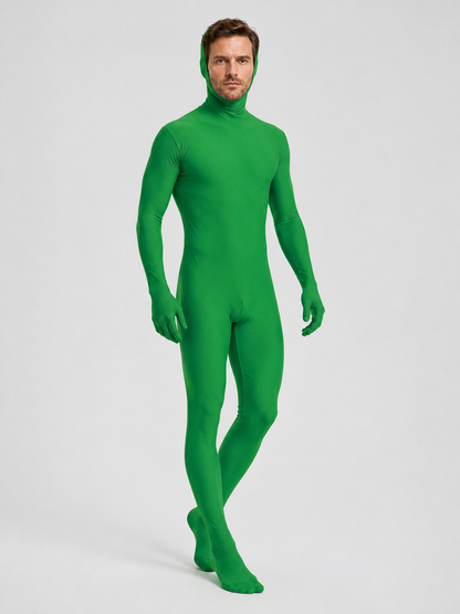 Green Fitted Jumpsuit with Open Face for Adults product detail 2