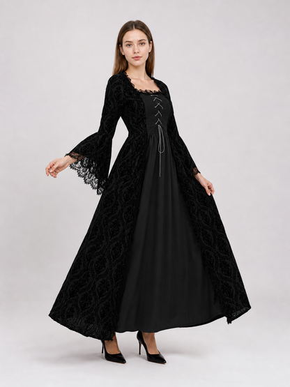Historical Gothic Floor-Length Lace Dress