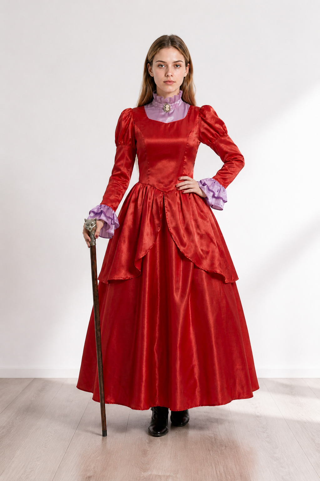 Red Stage Dress with Purple Collar Costume Dresses detail 2