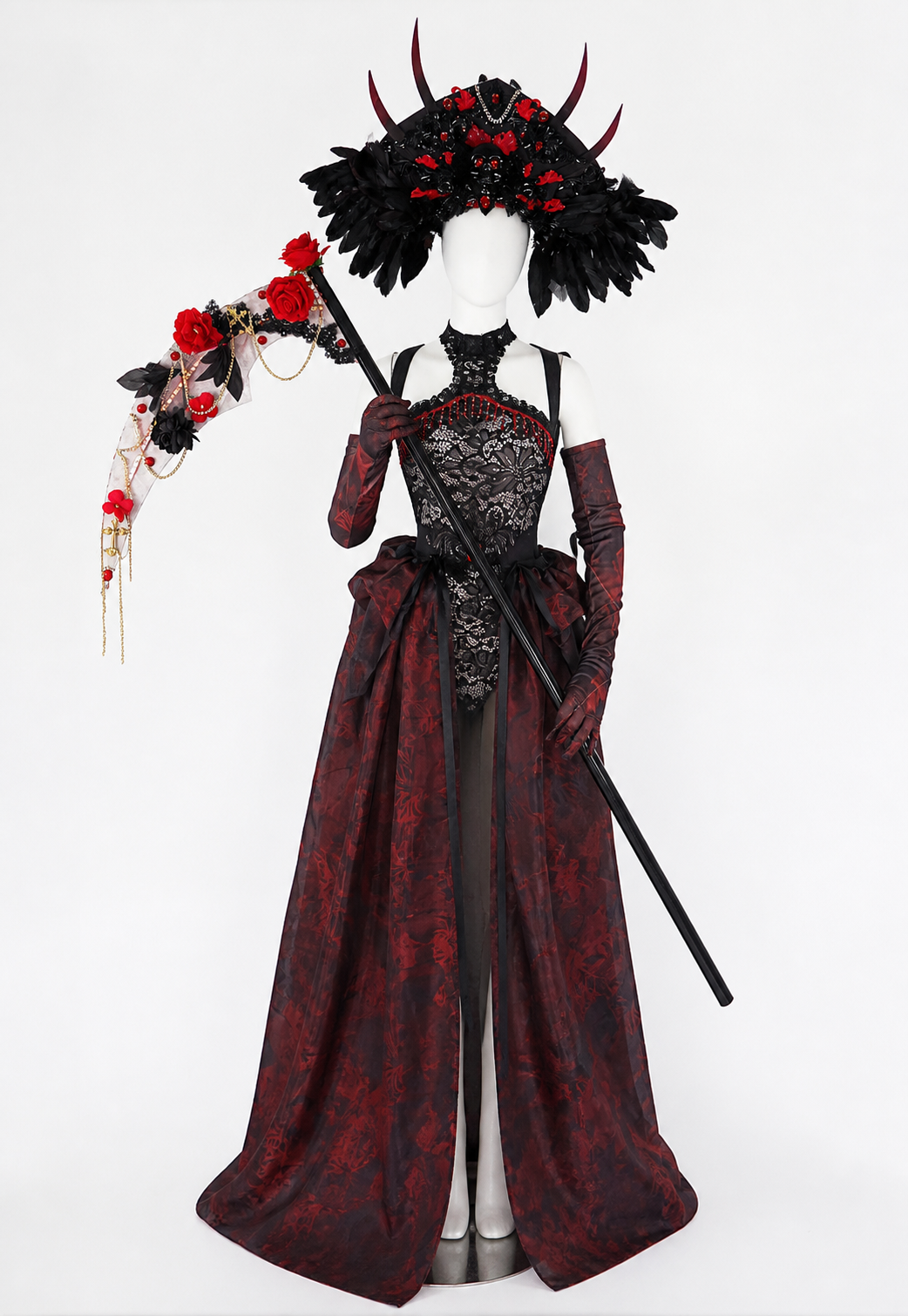 Demon Stage Costume with Horns and Cape Costume Capes detail 2