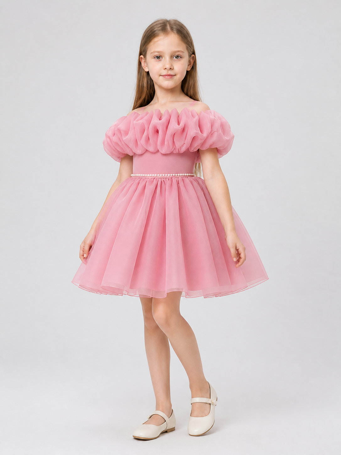 Girls' Tutu Dress with a Full Skirt and Pearl Waist Belt Costume Dresses detail 2