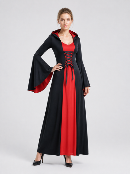 Carnival Costume: Long Black and Red Dress Costume Dresses detail