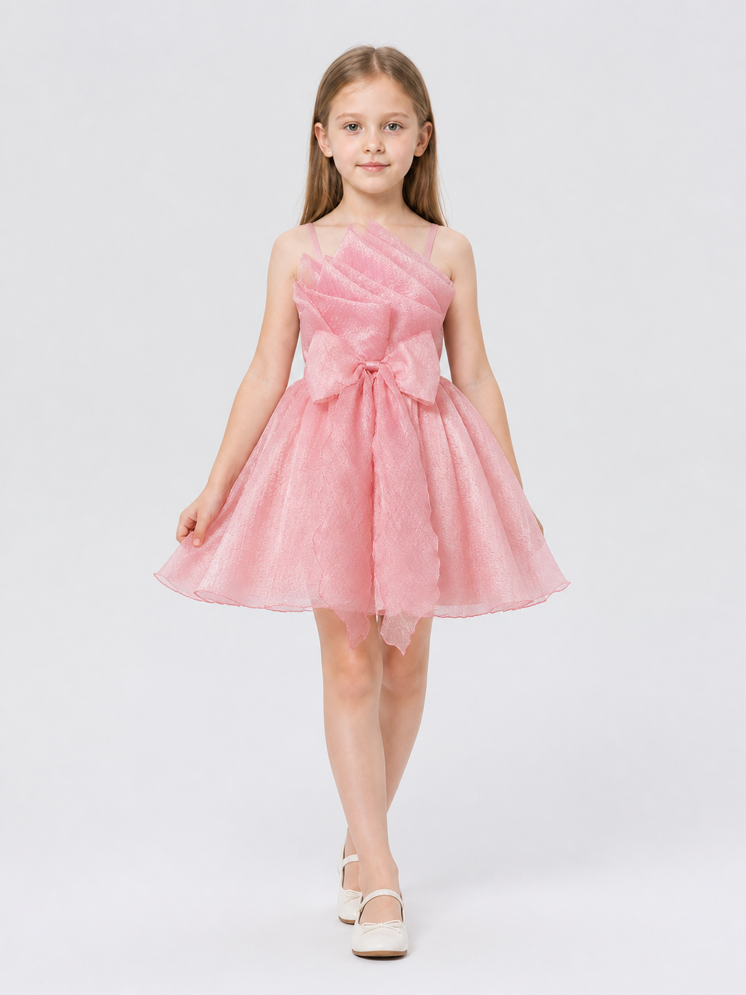 Girls' Spaghetti-Strap Dress with Bow and Full Skirt Costume Dresses detail 2