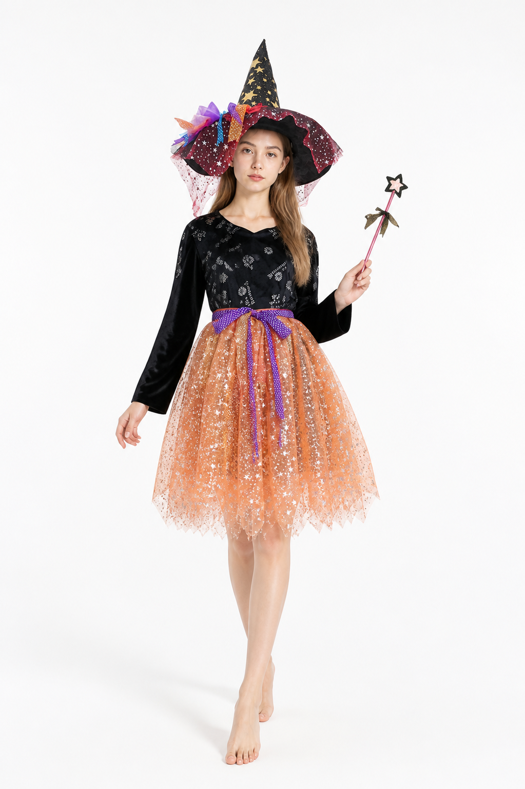 Carnival Costume with Hat and Magic Wand