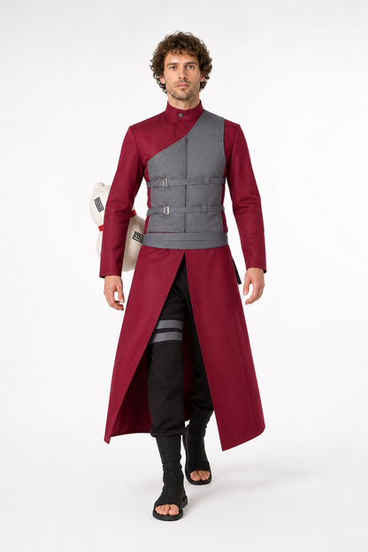Gaara Cosplay Costume with Gray Vest and Gourd Costumes detail 2
