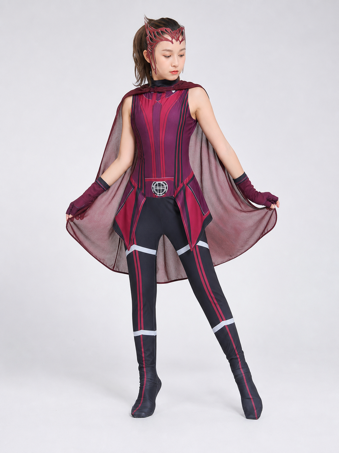 Marvel Scarlet Witch Cosplay Costume with Cape