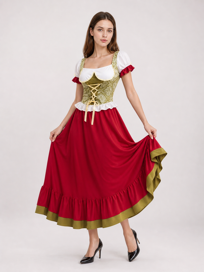 Bavarian-Style Costume Dress with Scarf