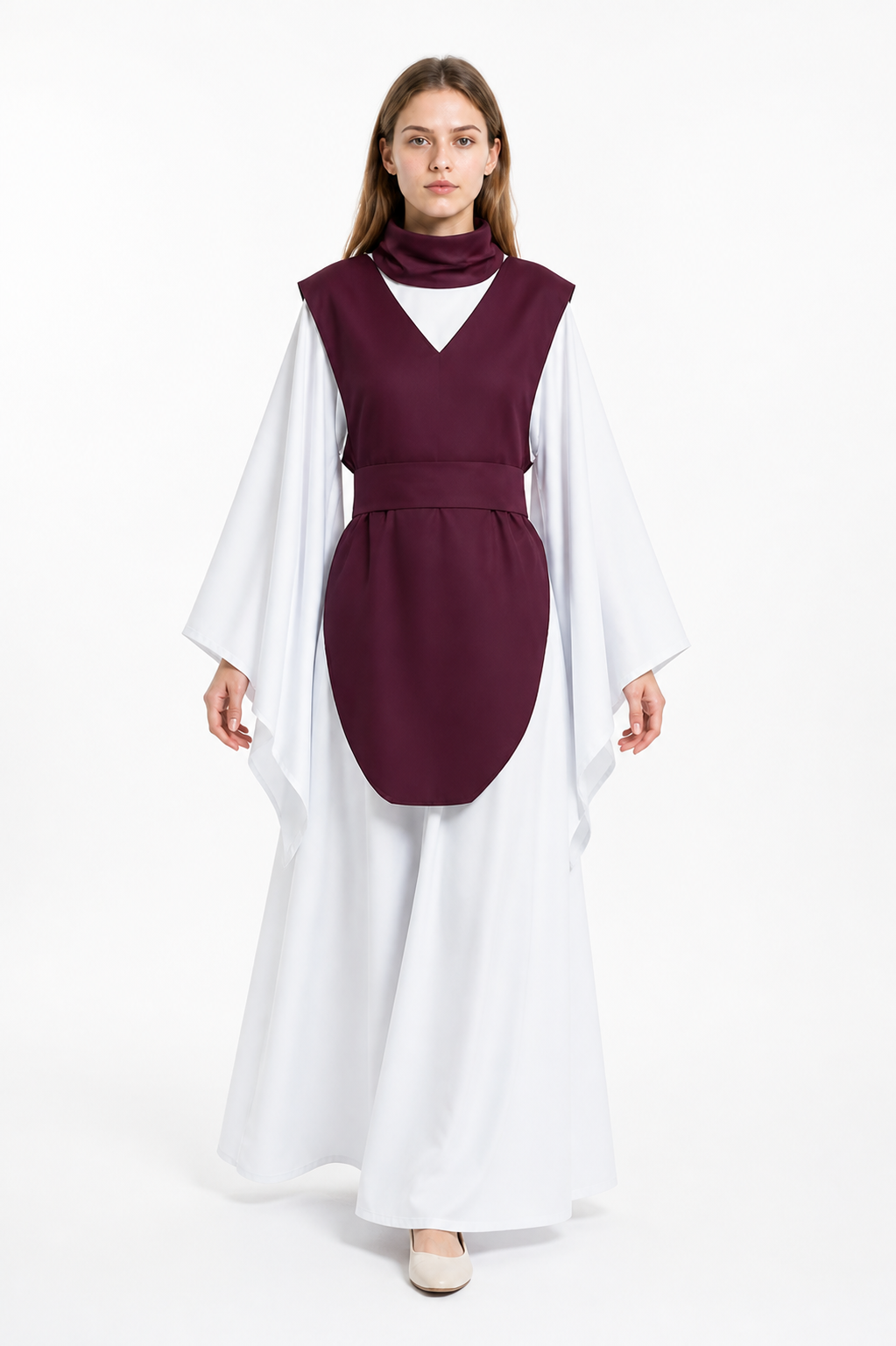 Wizard Costume with Wide Sleeves, Burgundy and White Costumes detail 2