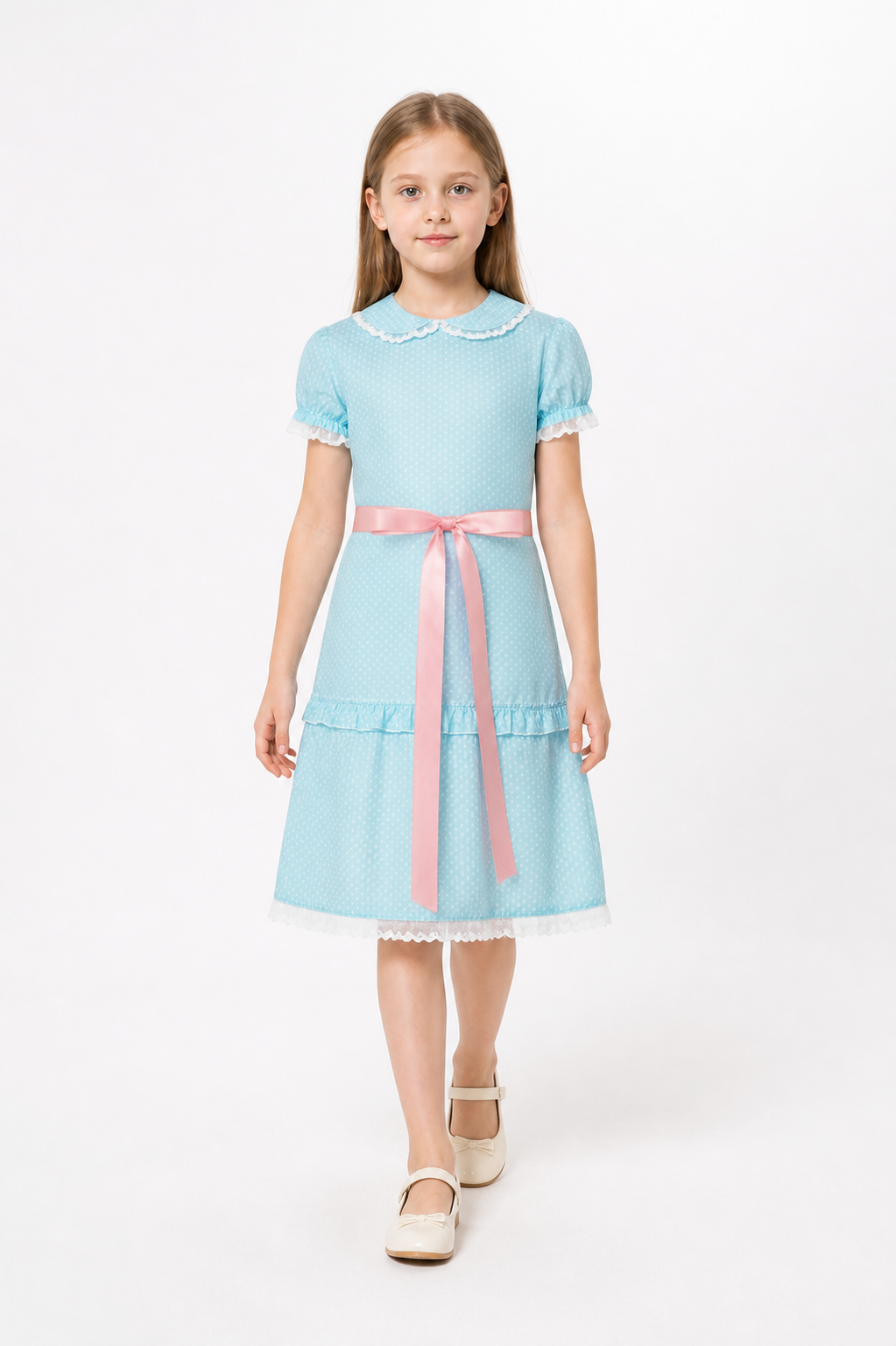Cosplay Dress with Collar, Belt, and Ruffles Costume Dresses detail