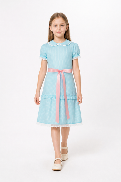 Cosplay Dress with Collar, Belt, and Ruffles Costume Dresses detail