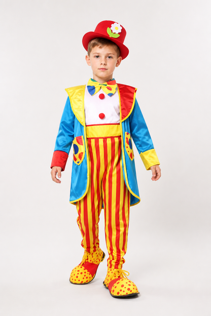 Clown Costume with Striped Jumpsuit and Hat Costume Headwear detail 2