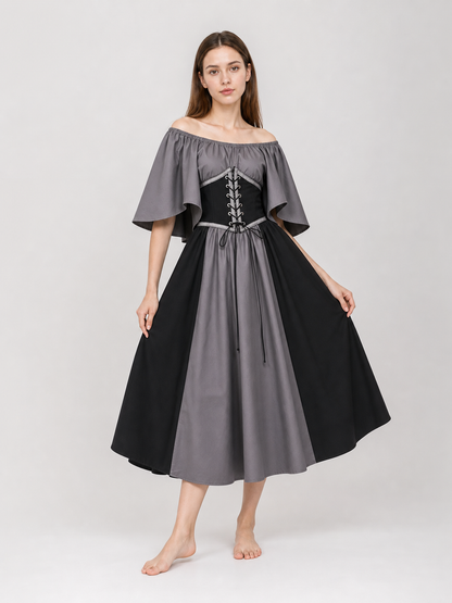 Gothic Dress with Corset, Ruffles, and Lacing