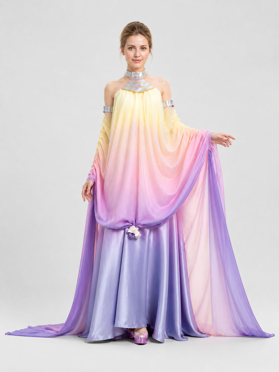 Amidala Cosplay Dress with Long Skirt and Sleeves Costume Dresses detail