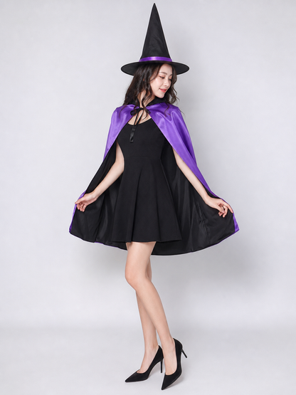 Halloween Costume with Purple Cape and Hat