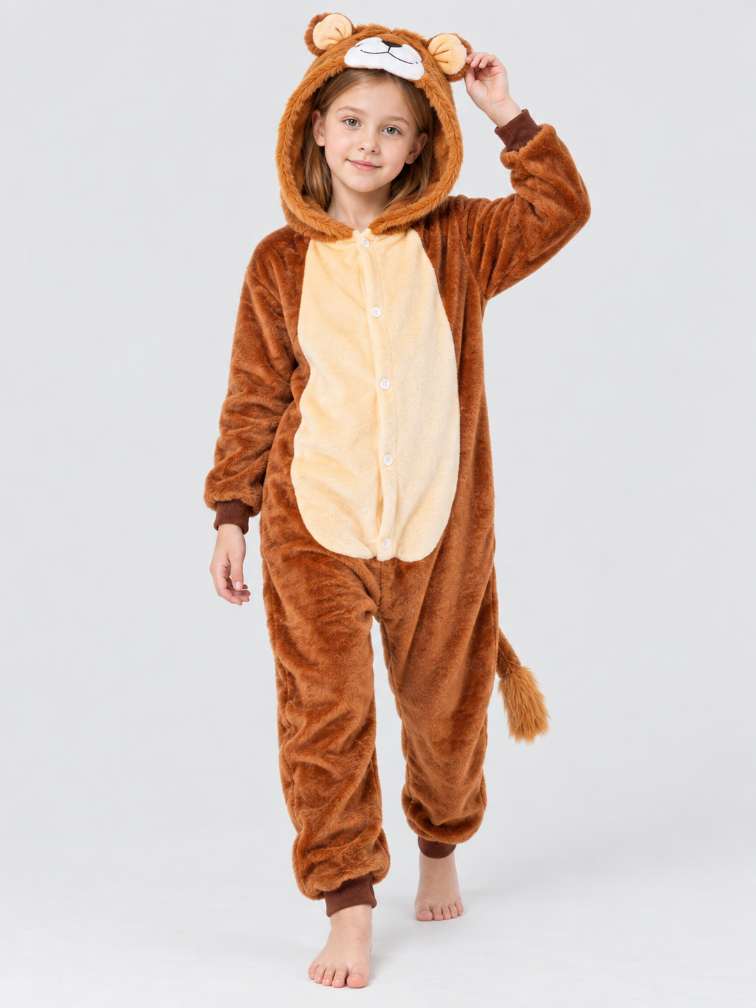 Plush Hooded Pajama Jumpsuit with Ears